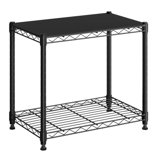 DUMOS 2-Tier Metal Wire Storage Shelves, Adjustable Standing Storage Rack Shelf, Heavy Duty Steel Shelving Unit Organizers for Kitchen Bathroom Pantry Garage, 23.1" Wx13.1 Dx22.2 H, Black - size: 2 Tiered-22.1"H without wheels