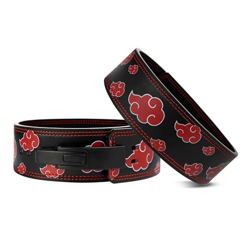 Anime Weight Lifting Lever Belt | 10mm Premium Leather Weightlifting Belt for Powerlifting, Bodybuilding, Deadlift, Squats, Exercise Workout | Heavy Duty Gym Belt Best for Men & Women - color: Akatsuki, size: Medium