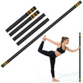 Queension 5ft Adjustable Yoga Stick Made of Sturdy Alloy Steel, Stretching & Mobility Stick with Non-Slip Foam-Sleeveds, Exercise Fitness Pole for Balance & Pilates - color: Black
