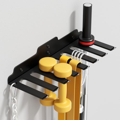 XZHXFX Barbell Wall Holder,Single Barbell wall Mount Hanger,Garage Gym Bar Wall Rack,Vertical Olympic Hanger wall Mount Rack,Space Saving Gym Accessory,Holds Under 33mm Bar Size(Black) - color: Black 8 hooks