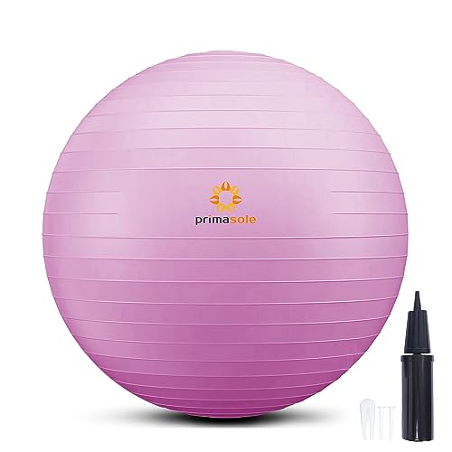 Primasole Exercise Ball for Balance Stability Fitness Workout Yoga Pilates at Home Office & Gym Birthing Ball for Pregnancy, Office Ball Chair - color: Nail Pink, size: 55 cm