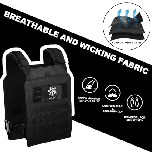 Adjustable Weighted Vest for Men Women – Tactical Vest for Rucking, HIIT & CrossFit, Fits 10x12 Plates, 600D Breathable Weight Vest & Exercise Vest for Strength Training, Weights Not Included - color: Black-1