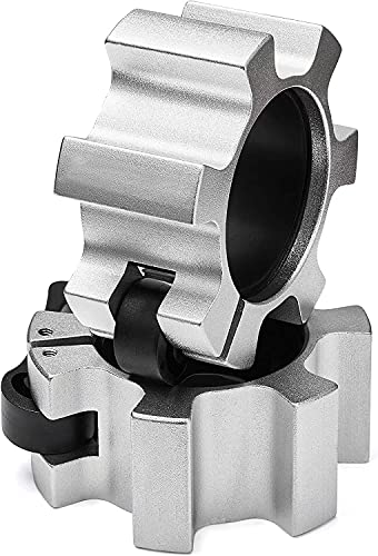 Metal Olympic Barbell Clamps 2inch Heavy Duty Exercise Collars,Weight Clips for 2" Barbell,Quick Release Weight Clamps for Weightlifting, Olympic Lifts Strength Fitness Training 1 Pair - color: Silver