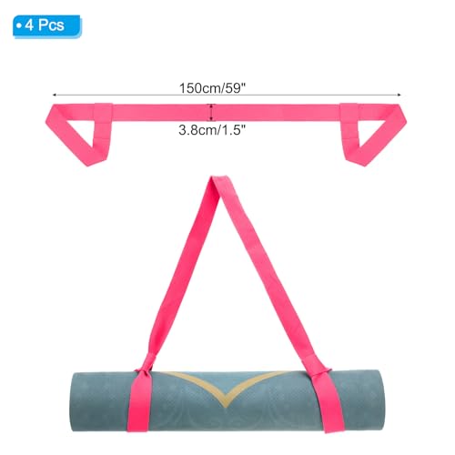 PATIKIL Yoga Mat Strap, Adjustable Yoga Mat Carrier Straps Sling Cotton Anti Slip Mat Holder Stretching Band - color: Fuchsia