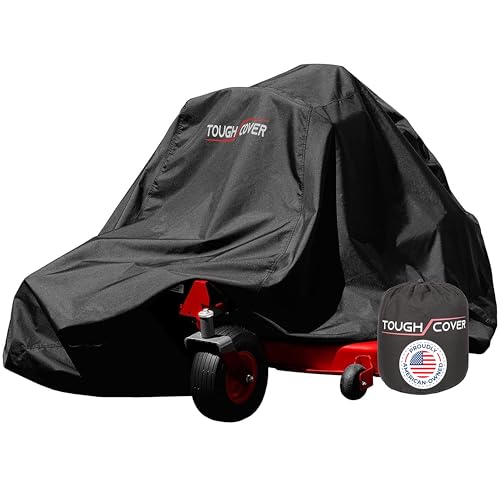 Tough Cover Zero Turn Mower Cover - 600D Fabric, Black - Waterproof UV Defense & Wind Resistance for Outdoor Use - Heavy-Duty Waterproof Cover for Tractor - Drawstring Strap for Zero Turn Lawn Mower - color: Extreme Conditions - Black