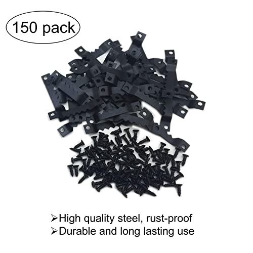 150 Pack Small Sawtooth Picture Hangers Steel Picture Hangers Picture Frames Hangers with Screws Picture Hang Solutions, for Hanging Clock Paintings Artwork Picture Frame Hook Photos (Black ) - color: Small Black -150 Pack