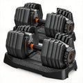 2026 New 15-in-1 Adjustable Dumbbell Set 105/52.5lb – Instant Weight Swap, Storage Box, Non-Slip, 3-Yr Service - color: Black Silver