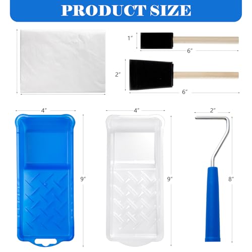 Mister Rui 25 Pack 2 Inch Foam Paint Roller Kit, Complete Set with Mini Rollers, Tray Liners, Sponge Brushes for Furniture Painting, DIY Crafts, Home Touch Ups - size: 2 Inch,25 Pack
