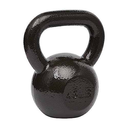 Amazon Basics Cast Iron Kettlebell for Strength Training, Textured Wide Handle, Black