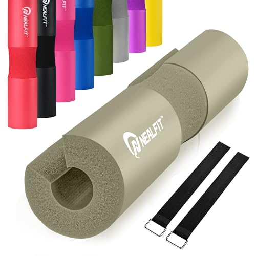 NEALFIT Barbell Pad Squat Pad for Squats—Squat Bar Pad—Great for Weightlifting,Lunges and Hip Thrusts—Foam Sponge Pad—Fit Standard and Olympic Bars Perfectly - color: Milk Tea