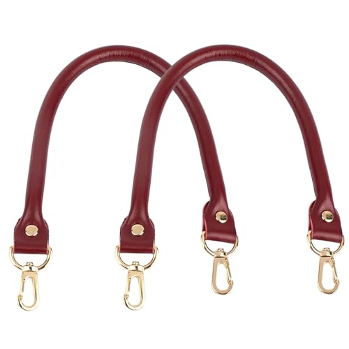 AUEAR, Replacement Handles Bag Purses Straps Black Handbag Strap with Gold Lobster Buckles for Small Handmade Straw (15.7 Inches, Style A, Wine Red) - color: Wine Red
