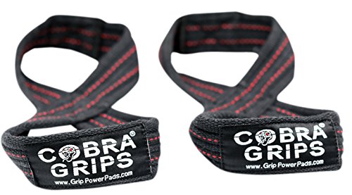 Deadlift Straps Figure 8 Loop Lifting Straps The #1 Choice for Power Lifters weightlifters workout Enthusiasts - color: Black with RED Strips, size: 80 cm 8.0"+ And Up Wrist Circumference