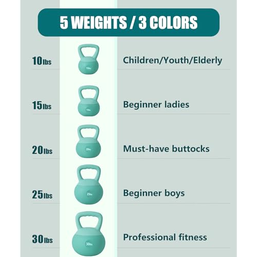 sogesfurniture Soft Kettlebells,Safe Strength Training Kettlebells,Iron Sand Filled Weights Strength Training Kettlebells,Fitness Soft Kettlebells for Women Men Children - color: 15LBS-Mint Green