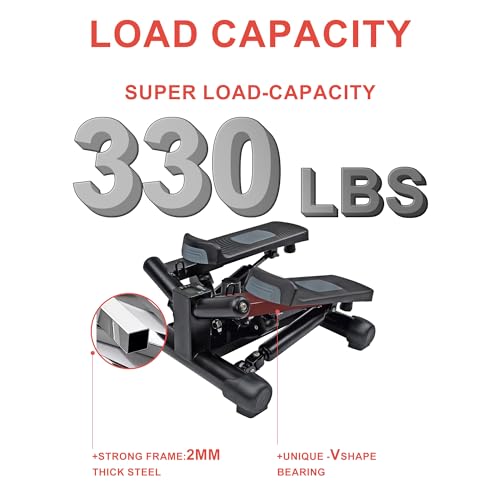 Exercise Stepper with Resistance Bands & Digital Monitor Stair Exercise,Twist Mini Steppers with Max 330LBS Loading Bearing Portable Home Exercise Equipment