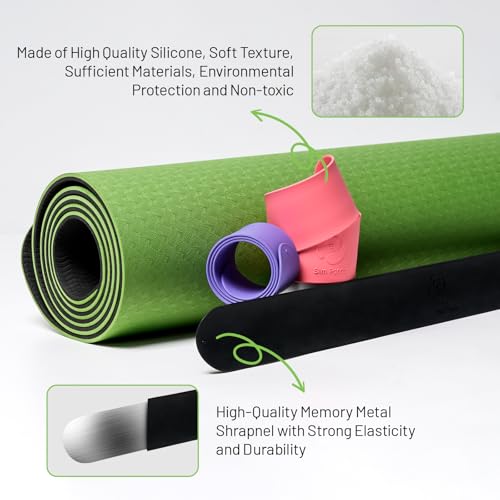 Slim Panda Yoga Mat Strap Slap Band, One Snap Keeps Mats Tightly Rolled, Heavy-Duty Clasp Fits Most Size Mats(24" L X 2" W) - color: Black