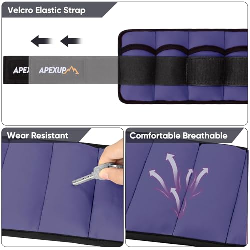 APEXUP Adjustable Ankle Weights for Women and Men, Modularized Leg Weight Straps for Yoga, Walking, Running, Aerobics, Gym, Physical Therapy - color: Purple, size: 5 lbs x2