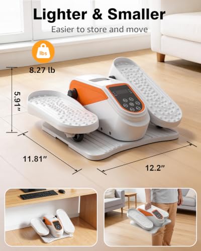 VIVURN® 023 Under Desk Elliptical Mini Electric Leg Exerciser for Senior, 12 Speeds RF Remote Display Monitor Non-Slip Mat, Quiet & Compact Seated Pedal Exerciser for Home Office Gift for Mom Dad - color: White