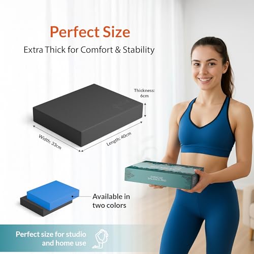 Gurus Balance Pad – High-Density Foam Balance Pad Physical Therapy for Stability & Strength, Exercise Foam Pad for Balancing, Non-Slip Lightweight Trainer for Home Gym & Rehab (Blue) - color: Black, size: Normal (15.6" x 12.6")