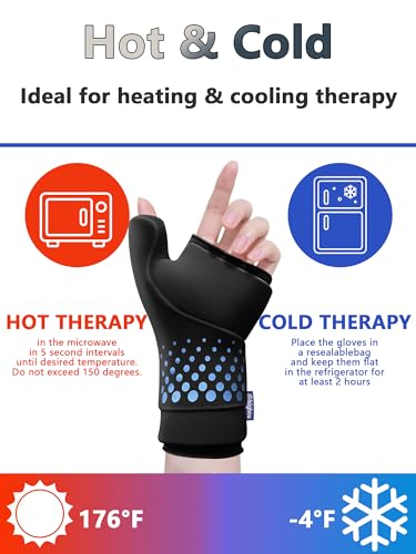 Wrist &Thumb Ice Pack Wrap -Cold&Hot Therapy Thickened Ice Gel- Hand Ice Pack & Ice Glove for Arthritis,Carpal Tunnel Relief, Tendonitis,Injuries & Recovery-Fits Men and Women (Black, L/XL) - color: Black, size: L/XL