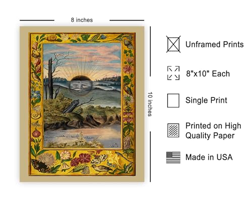 Poster Master Vintage Black Sun Print - Retro Splendor Solis Poster - Surrealism Art - Gift for Men & Women - Decor for Living Room, Bedroom, Dorm or Office - 8x10 UNFRAMED Wall Art - color: Style-15, size: 8"L x 10"W