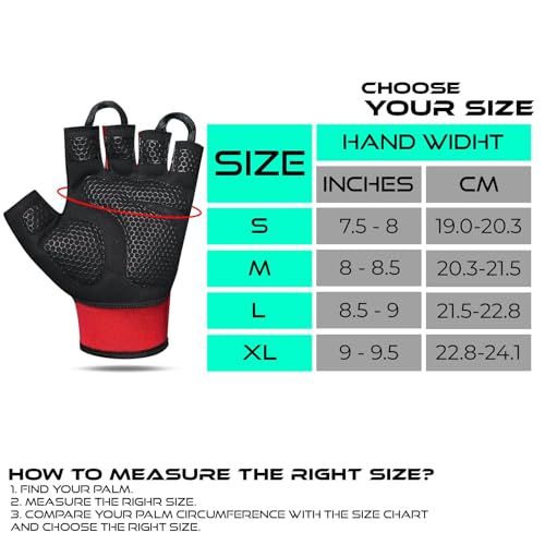 BEAST RAGE Workout Gloves for Men, Durable Palm Grip Gym Gloves Women Half Finger Elasticated Training Weight Lifting Strength Bodybuilding Anti Slip Cycling Gloves Exercise - color: Red, size: Small