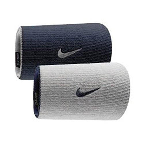 Nike Dri-fit Doublewide Wristbands Home & Away 2pk - color: Dark Obsidian/White