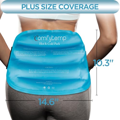 Comfytemp Large Ice Pack for Injuries Reusable Gel Ice Pack for Lower Back Pain Relief, Sciatica, Hot Cold Wrap Compress Recovery Item for Surgery, Swelling, Lumbar, Shoulder, Knee, Hip, for Men Women - color: Blue-large Body Ice Pack-1 Gel Pack