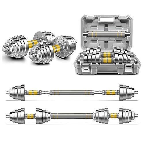 PHOEROS Adjustable Dumbbell Set - 44/66/88 LBS weights set, Dumbbell Barbell 3 in 1, Steel Dumbbells Pair with Connecting Rod for Adults Women Men Fitness Workout, Home Gym Exercise Training Equipment - color: 66lbs