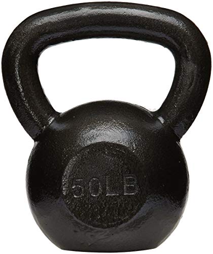 Amazon Basics Cast Iron Kettlebell for Strength Training, Textured Wide Handle, Black