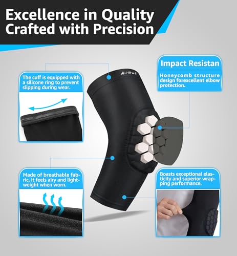 HiRui Elbow Pads for Teenagers Men and Women - Basketball Baseball Elbow Brace for Collision Avoidance and Support - color: Black, size: Large