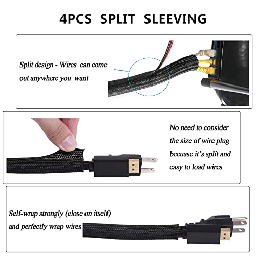N NOROCME 192 PCS Cable Management Kit 4 Wire Organizer Sleeve | 11 Cable Holder,35Cord Clips 10+2 Roll Cable Organizer Straps,100 Fastening Cable Ties,for Computer TV Under Desk
