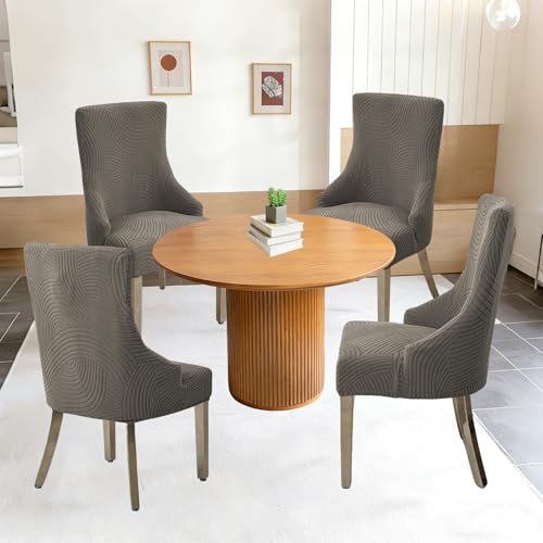 Wingback Dining Chair Covers Stretch Wing Back Side Chair Slipcover Accent Chair Cover Slipcover with Arm Chair Protector Cover for Dining Living Room (Coffee, 4PCS) - color: A- Coffee, size: 4 PCS