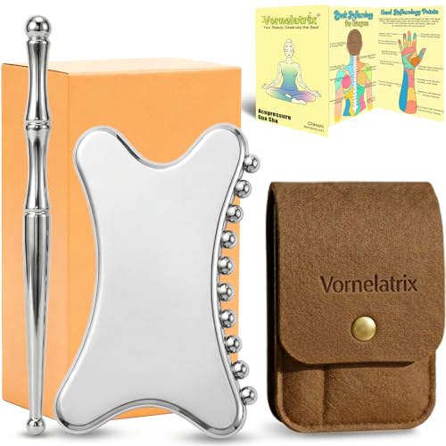 Stainless Steel Gua Sha & Muscle Scraper Tool Set – 2-in-1 Manual Deep Tissue Body Massager with Acupressure Pen – Ergonomic Handheld Tool for Myofascial Release, Trigger Points & Mobility - style: JK2D