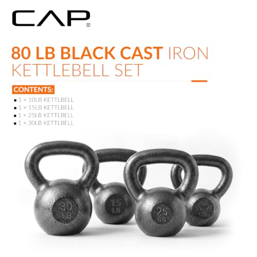 CAP Barbell Cast Iron Kettlebell - Singles and Sets, Multiple Weight Choices - size: 80 pounds set