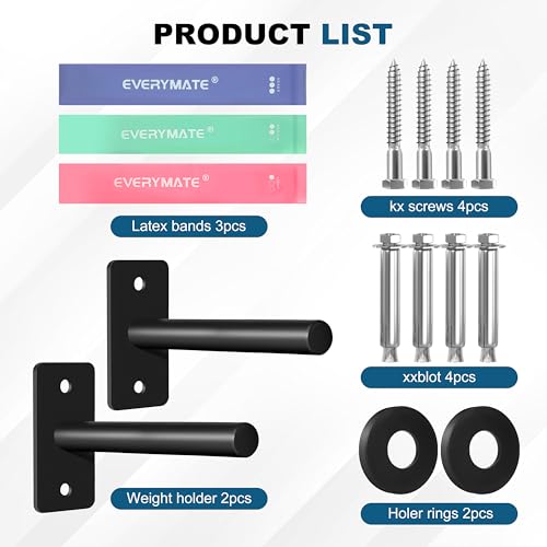 EVERYMATE Weight Plate Rack, Wall Mount Weight Plate Holder for Bumper Plates, Max Weight Capacity 330 lb, Home Gym Organizer - size: 1-inch-2Pack
