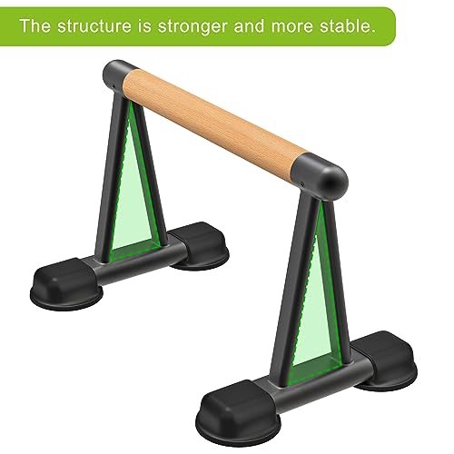Dolibest Push Up Bar, 12'' High Parallettes Bars with Wooden Handles, Stable and Comfortable Calisthenics Equipment, Suitable for Handstand, L-Sit, Dip Bar, Strength Training for Indoor Outdoor Use - color: Wooden Handle (20''L x 12''H)