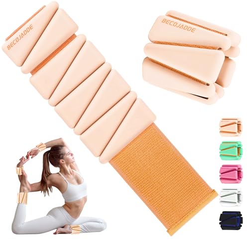 BECOJADDE Ankle Weights for Women Wrist Weights Set of 2 (1 lb/2 lb Each) Adjustable Arm Leg Weight for Womens Men Suitable for Walking Swimming Running Pilates Yoga Gym - color: Light Orange, size: 4lb Pair (2lb Each)