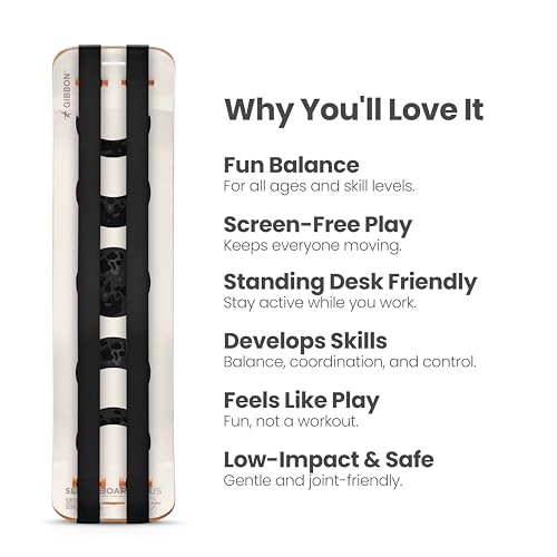 GIBBON SlackBoard, Balance Board Kids & Adults, Slackline Balance Trainer | 1 & 2 Line Options, Slack Board, Core Workout Equipment, Home Gym Training, Standing Desk Exercise, Yoga, Agility, Pilates - color: Moon Plus - 2 Line