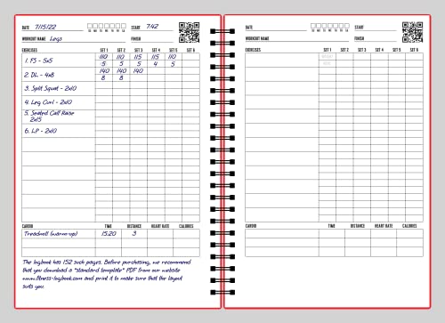 Fitness Logbook (Red) - A5 Undated Workout Journal For Men & Women - Plastic Cover & Thick Paper - Planner Log Book To Track Weight Loss, Muscle Gain, Gym Exercise, Bodybuilding Progress - style: Red Plastic