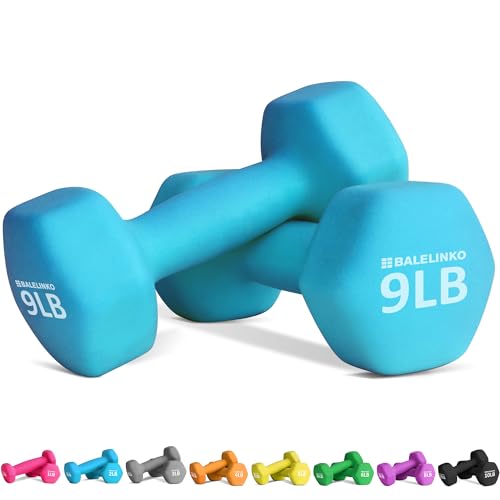Balelinko Home Gym Equipment Workouts Strength Training Weight Loss Pilates Weights Yoga Sets Weights for Women, Men, Seniors and Youth - color: Blue, style: 9 LB, Pair