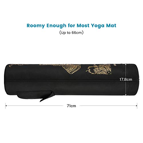 Gonex Yoga Mat Bag with Full-Zip Design, Fits Most Mats | 600D Oxford Fabric, Wet Pocket, Front Zip Pocket, Adjustable Strap, Fits Mats up to 26" - color: Black