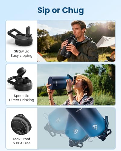 1 Gallon Water Bottle Insulated, Vacuum Stainless Steel Water Bottle Keep Cold 48Hrs, 128 oz Large Gallon Water Jug for Travel, Sport, Gym, Hiking with Carrier Bag, Indigo/Black - color: Indigo/Black, size: 128 Ounces