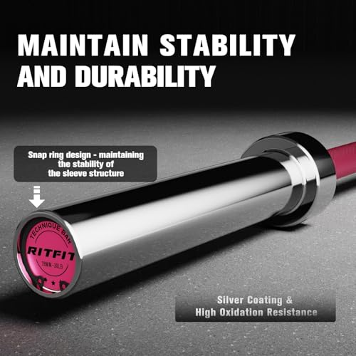 RitFit Barbell Weight Set - 4/6FT Olympic Barbell with Weight Plates (55-115LB Total) - Weightlifting Equipment for Squats, Curls, Deadlifts, Presses, Hip Thrusts - color: Pink, size: 6FT With 155LB Plates