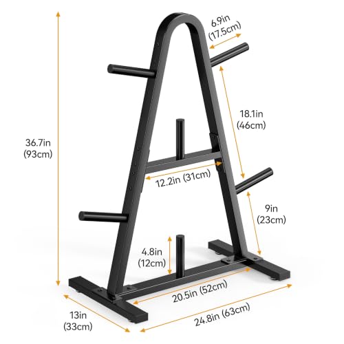 Weight Plate Rack 400LBs, Weight Tree Holder for Home Gym, Barbell & Bumper - size: for Standard Weight Plate