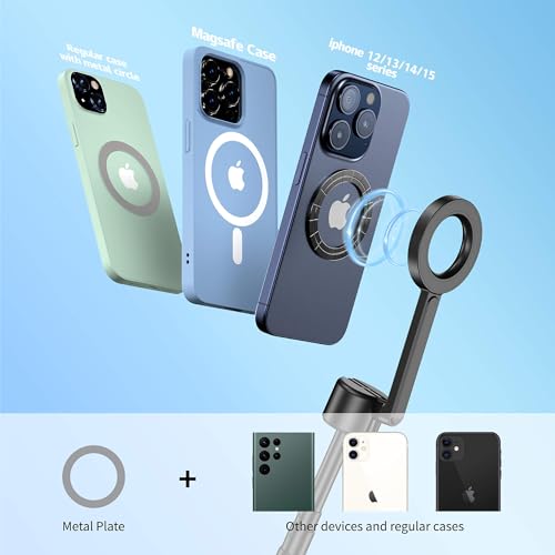 Magnetic Phone Tripod for iPhone 64" Automatic Pop-up Selfie Stick | Tripod Stand with Remote and Metal Ring for Cell Phone Video Recording/Photography/Vlogging (Balck) - color: Black, size: 64in