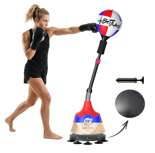 Freestanding Reflex Bag,Punching Bag with Stand,Height Adjustable,Speed Punching Ball for Reaction & Fitness Training - Stress Relief Workout for Adults，Boxing Equipment for Home Gym - color: Red