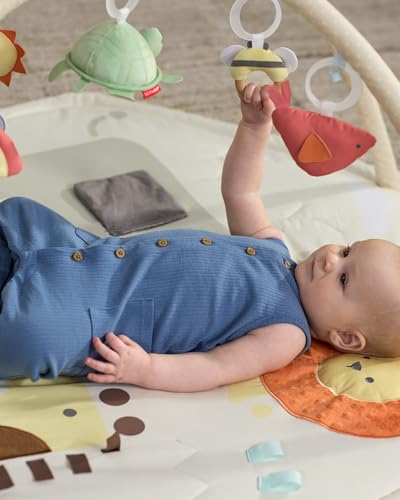 Skip Hop Baby Play Gym 3-in-1 Sensory Tummy Time Activity Mat with 17+ Skill-Building Developmental Activities, 14 Animals & Shapes, 5 Hanging Toys and Crocodile Mirror, Geometric Wonders, Age 0-2y - color: Geometric Wonders Play Gym