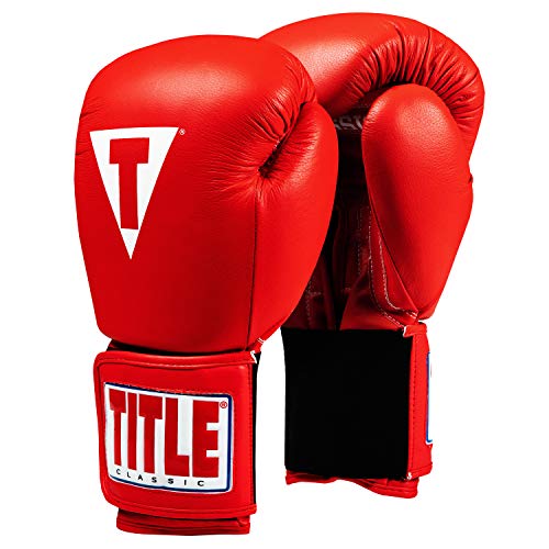 Title Classic Leather Elastic Training Gloves 2.0 - color: Red, size: 14 oz