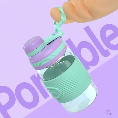 Glass Shaker Bottle 12oz for Protein Mixes, Borosilicate Glass Shaker with Strainer and Silicone Sleeve (Lilac-Cyan) - color: Lilac-Cyan,12oz