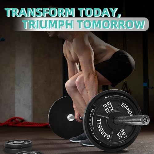 Fitvids 2 Inch Olympic Barbell Weight Plates and Bar Set, 5 FT Barbell Bar and 95 LB(2.5-25 LB) Barbell Weight Set for Home Gym Strength Training - style: 95LB Set with Bar Style #2
